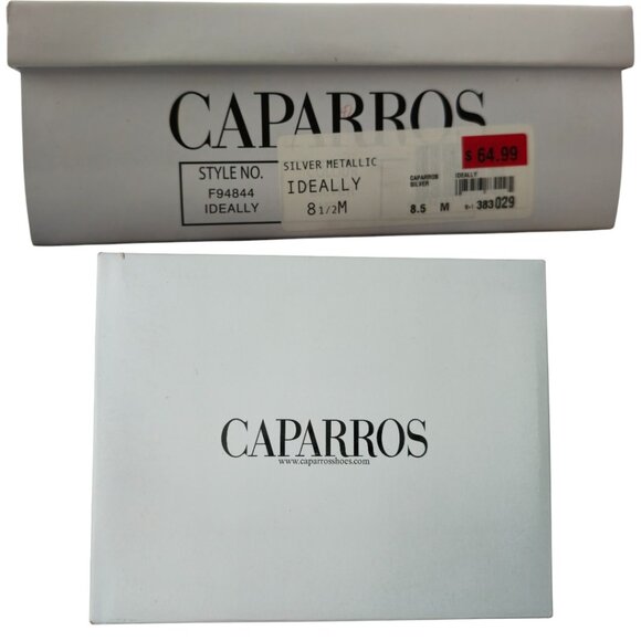 Caparros Silver Rhinestone Party Heels Women’s 8.5 Open Toe 4” Dressy NIB - Picture 6 of 8